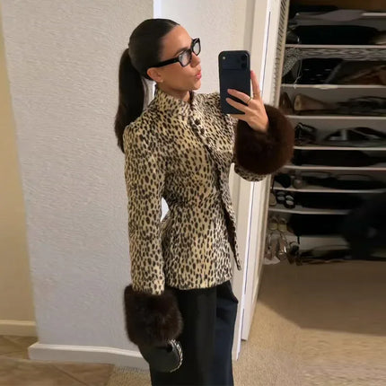 Women's Leopard Print Fur Jacket