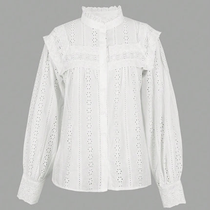 Women's Lace-Up Embroidered Blouse