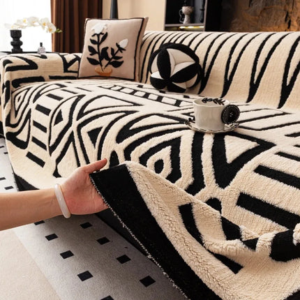 Warm Fluffy Fleece Bohemian Sofa Cover