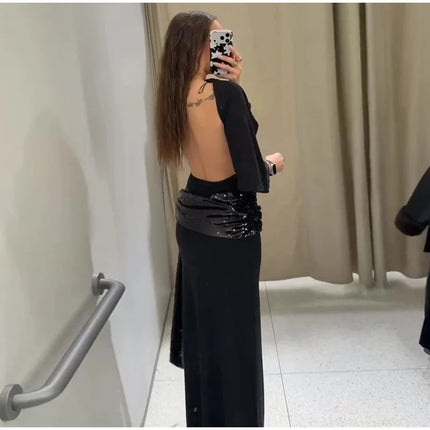 Sequin Patchwork Maxi Dress