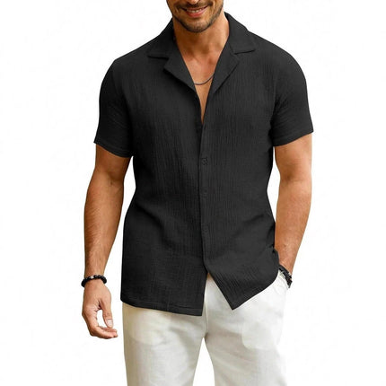 Men’s Short-Sleeve Cotton Linen Shirt