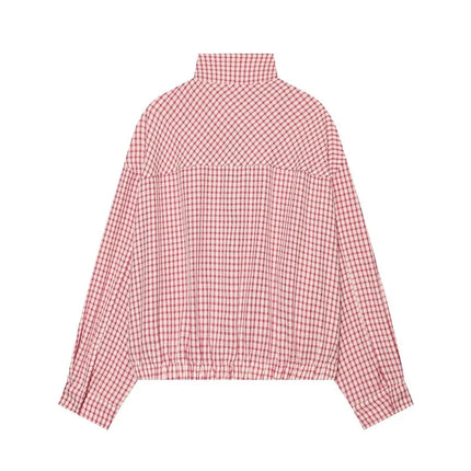Women's Cropped Plaid Bomber Jacket