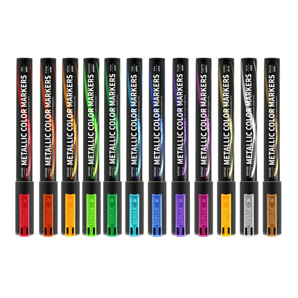 12-Piece Metallic Marker Pen Set