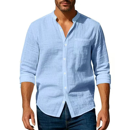 Men’s Cotton Linen Henley Shirt