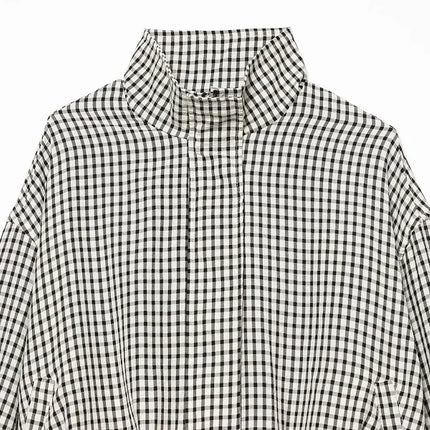 Women's Cropped Plaid Bomber Jacket