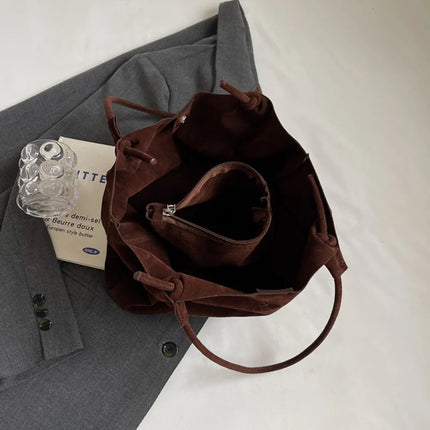 Suede Tote Shoulder Bag