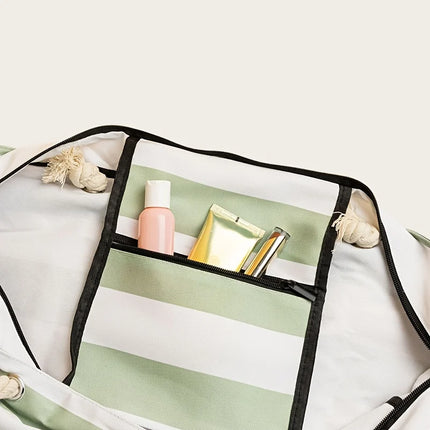 Striped Waterproof Beach Tote Bag