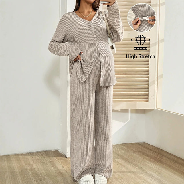2-Piece Knitted Maternity Loungewear Set