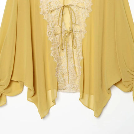 Women's Lace Patchwork Sheer Blouse