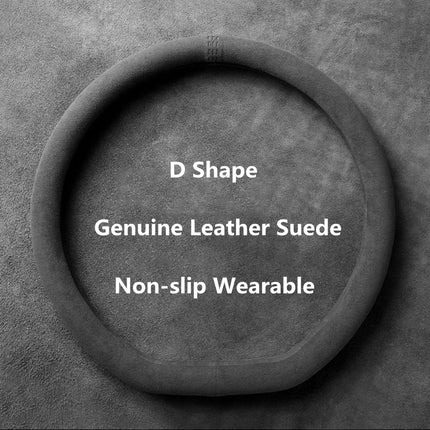 Suede and Cowhide Steering Wheel Cover