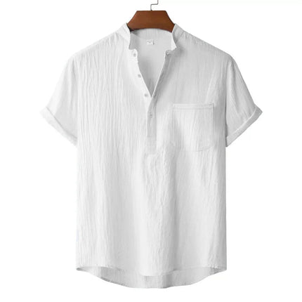 Men's Cotton Linen Henley T-Shirt