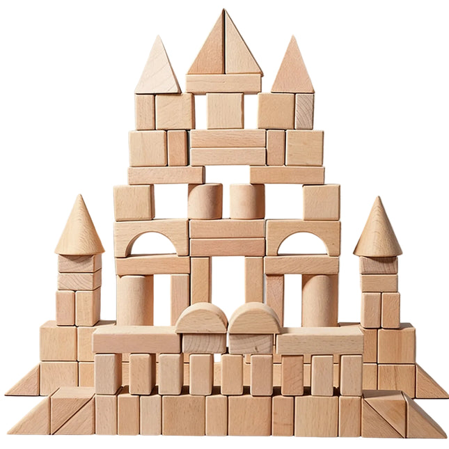 100-Piece Natural Wooden Building Blocks Set for Kids
