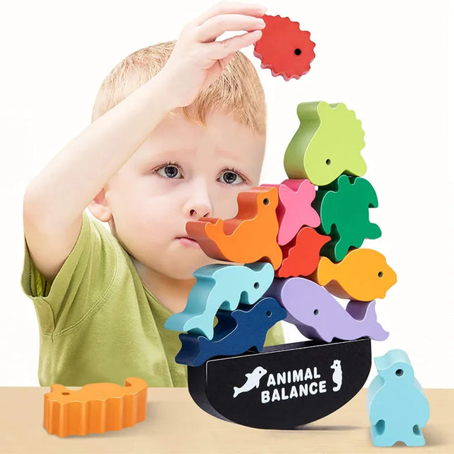 Wooden Dinosaur Balancing and Stacking Game for Kids