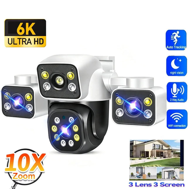 12MP 6K Triple-Lens PTZ Security Camera