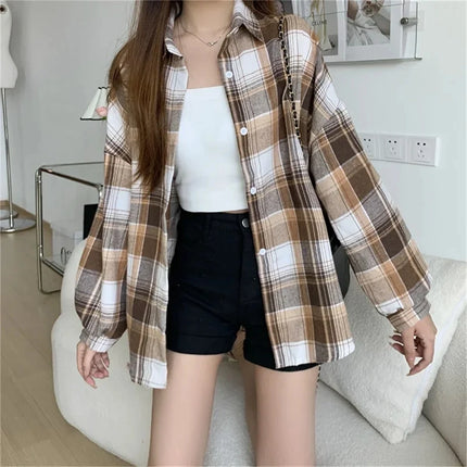 Women's Plaid Button-Up Shirt