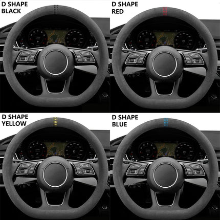Suede and Cowhide Steering Wheel Cover