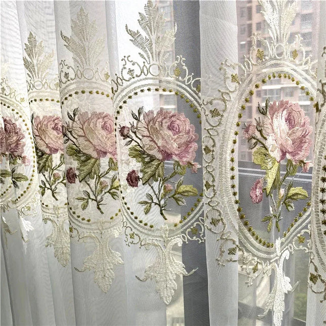 Peony Embroidered Sheer Curtain