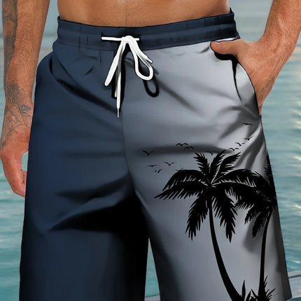 Coconut Tree Print Beach Shorts