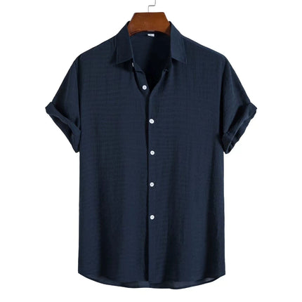 Men’s Short-Sleeve Cotton Linen Shirt