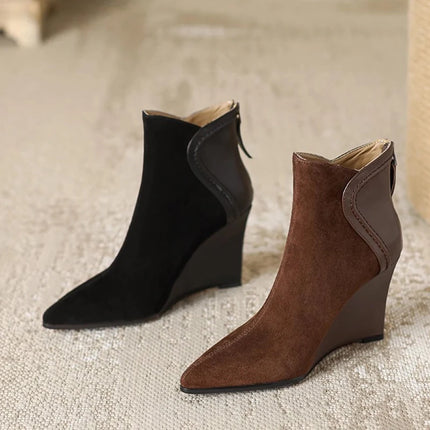 Women's Pointed-Toe Wedge Ankle Boots