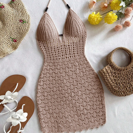 Gradient Hollow-Out Knit Dress