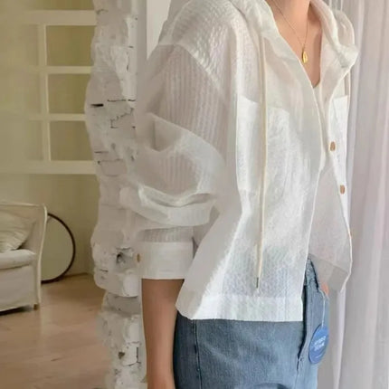 Women's Striped Hooded Shirt