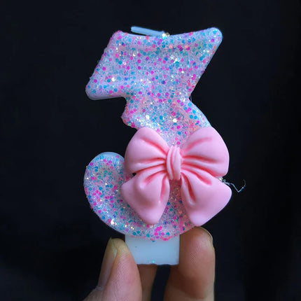 Pink Bow Number Birthday Candles
