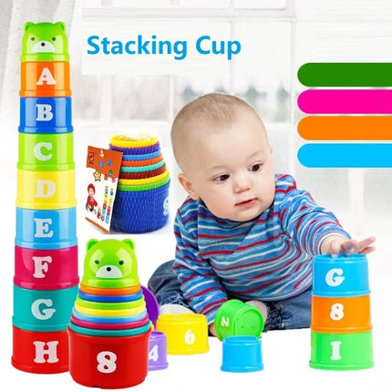 Rainbow Stacking Cups and Color Sorting Game for Kids