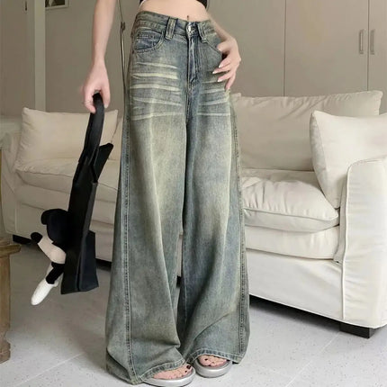 Vintage Washed Wide-Leg Jeans