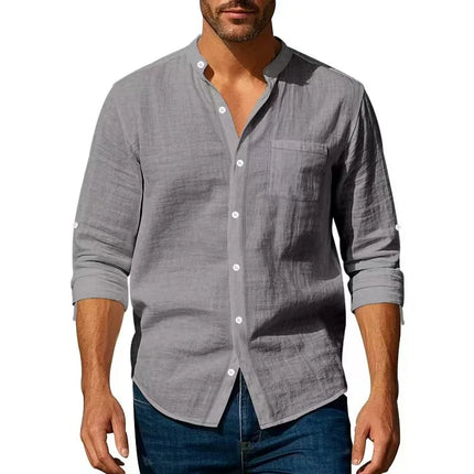 Men’s Cotton Linen Henley Shirt