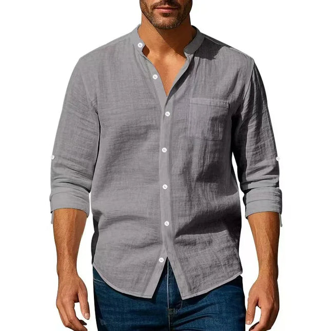 Men’s Cotton Linen Henley Shirt