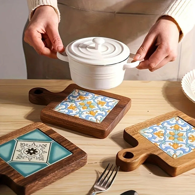Floral Wooden Trivet