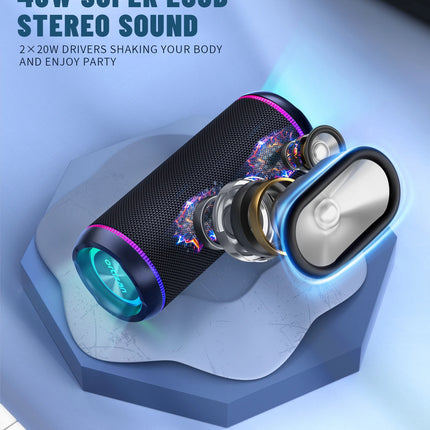 40W Portable Bluetooth Speaker with LED Lights