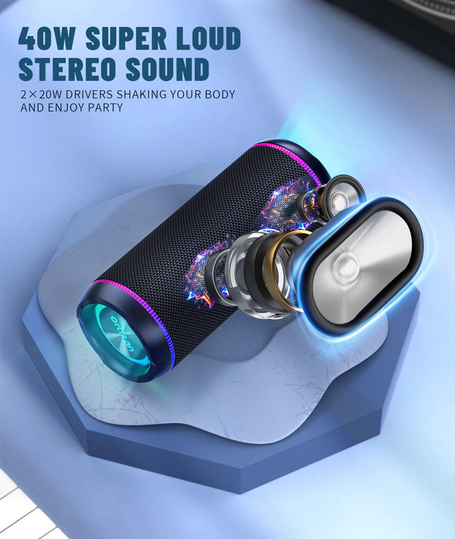 40W Portable Bluetooth Speaker with LED Lights