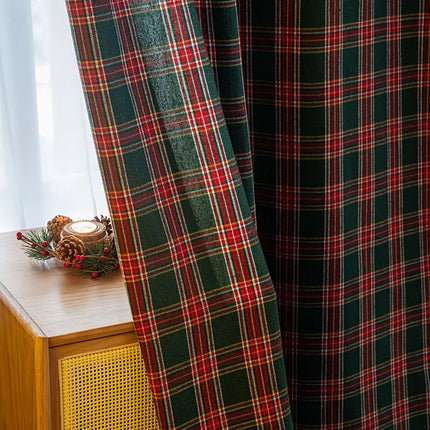 Christmas Grid Curtain Panel