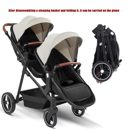 2-in-1 Lightweight Twin Baby Stroller