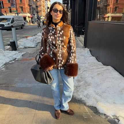 Women's Leopard Print Fur Jacket