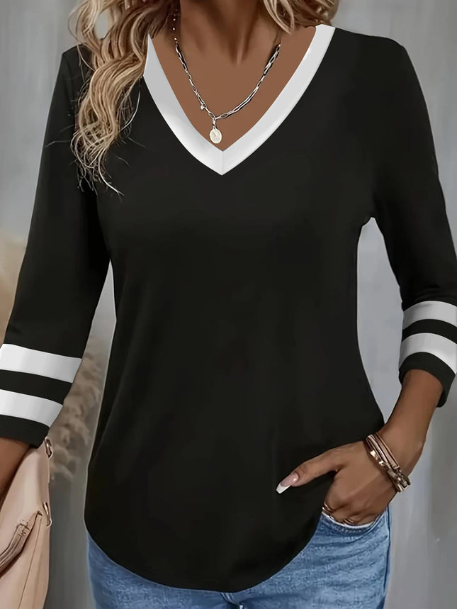 Women's V-Neck Long Sleeve T-Shirt