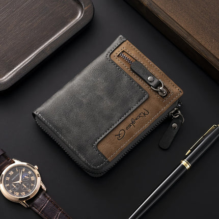 Retro Zipper Leather Wallet