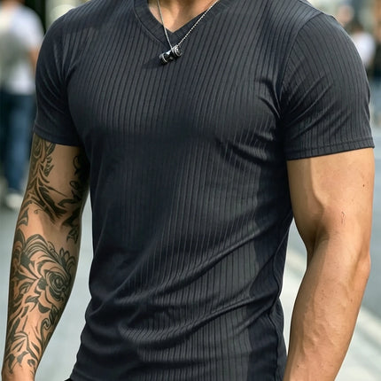 Men's Ribbed V-Neck T-Shirt