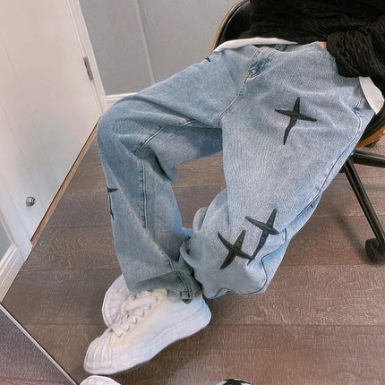 Men’s Printed Baggy Wide-Leg Jeans