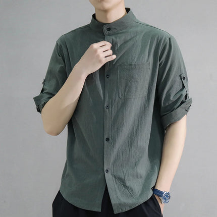 Men’s Stand-Collar Casual Shirt