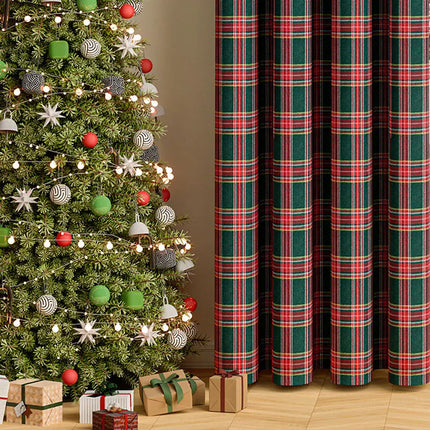 Christmas Grid Curtain Panel