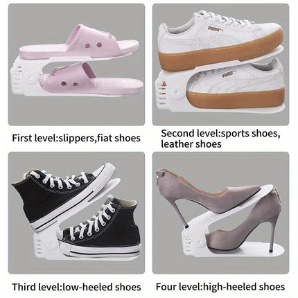 Adjustable Double-Layer Plastic Shoe Rack