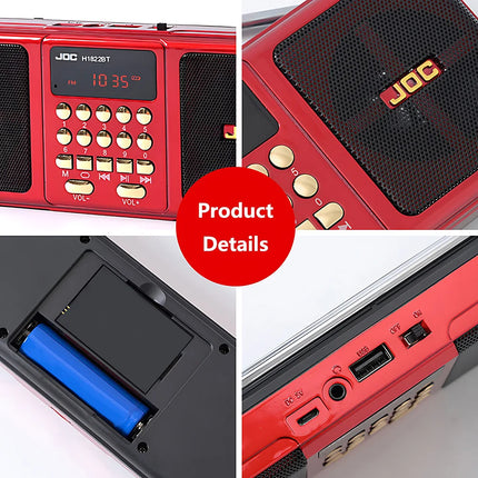 NNEOBA Portable FM Radio Bluetooth Speaker Red