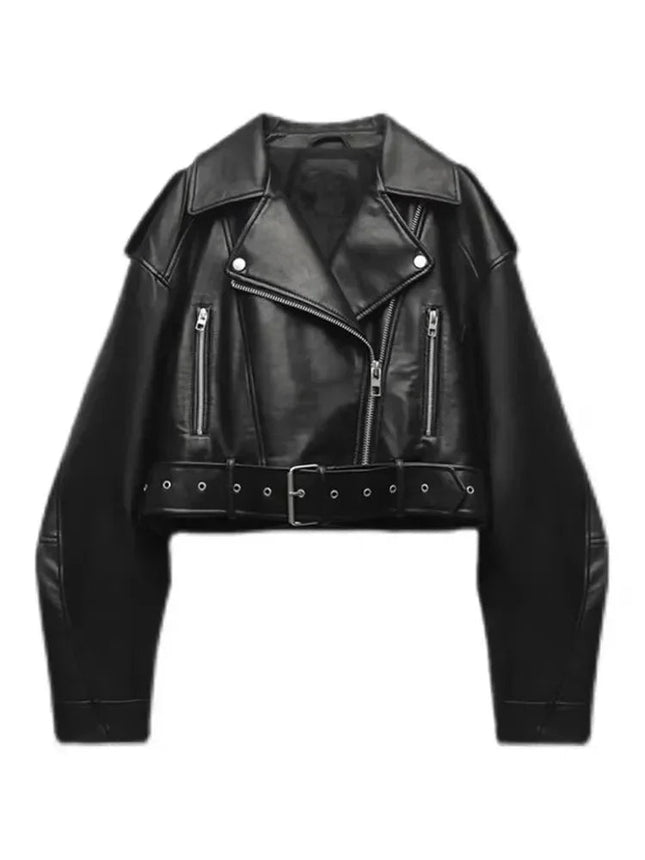 Women's Oversized Faux Leather Biker Jacket