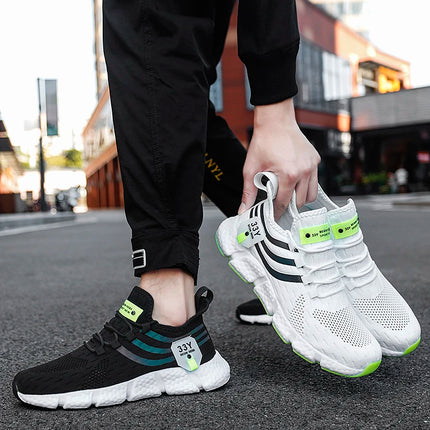 Men's Black Breathable Mesh Sports Sneakers