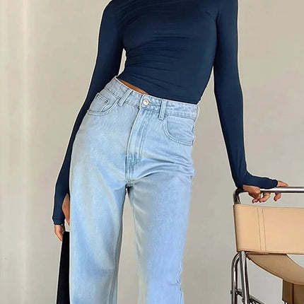 Women's Long Sleeve Slim Fit Crop Top