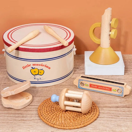 Wooden Xylophone and Drum Set