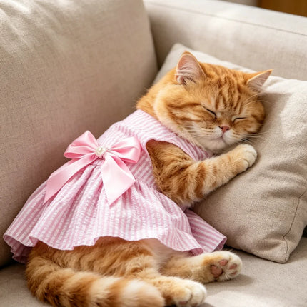 Striped Bow Pet Princess Dress